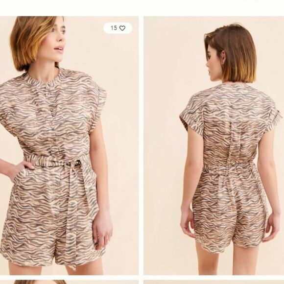 Anthropologie Scotch & Soda Linen Zebra Romper - Picture 11 of 11